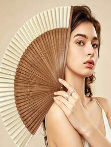 Vintage Bamboo Folding Fan, Foldable Fan, Durable Bamboo Frame, Smooth Opening And Closing, Portable Handheld Summer Fan, Artistic Style, Suitable For Various Dances, Party Favors, Birthday Gifts - Multicolor - View 1
