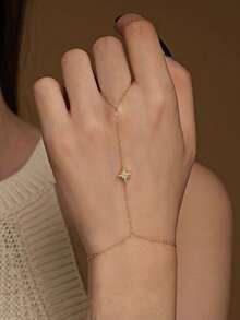 1 buah Gelang Cincin Jari Bintang Delapan Bertabur Berlian Imitasi Perak Sterling S925, Desain Gaya Dingin Mewah Minimalis, Perhiasan Tangan Satu Potong Niche Kelas Atas Eropa dan Amerika, Cocok untuk Kasual Sehari-hari, Liburan, Pantai, Suasana Dingin yang Santai, Hadiah Aksesori Pribadi yang Indah dan Serbaguna - Bintang - View 5