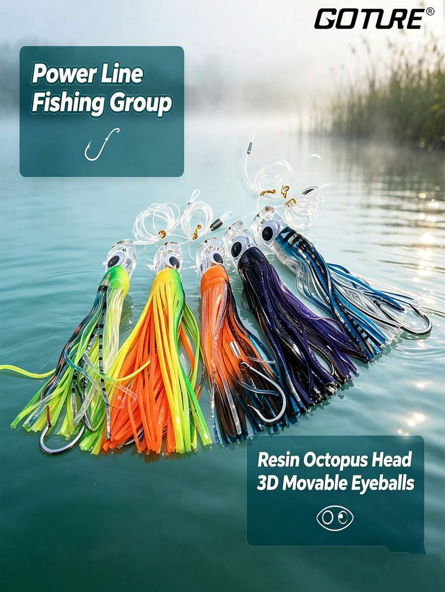 GOTURE 1pc 107g/3.77oz Octopus Soft Bait Lure With Skirt Tail, Trolling Fishing Lure, Multiple Colors Available, Suitable For Freshwater And Saltwater - Multicolor - View 1