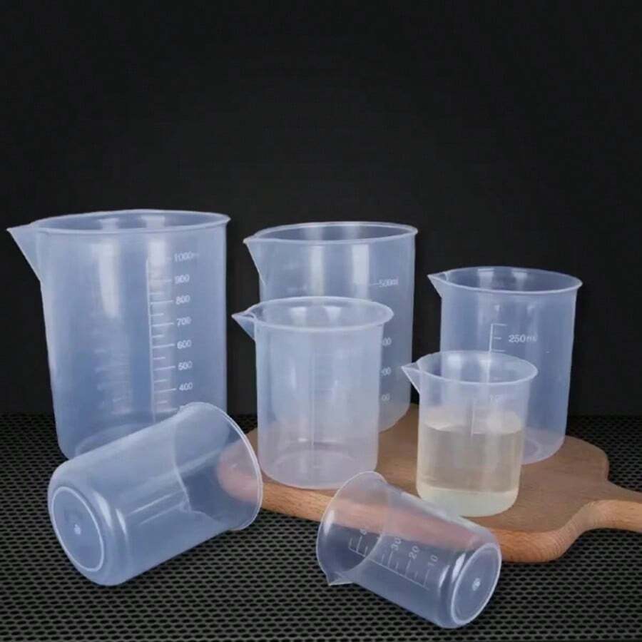 4pcs/Set 50ML/100ML Clear Plastic Beakers, Laboratory Measuring Cups, Kitchen Baking Supplies, Measuring Tools - Transparent - View 1