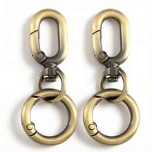 2 piezas de clips de hebilla giratoria, gancho de resorte giratorio de doble apertura con anillo en O de resorte, mosquetón giratorio de metal, adecuado para llaveros, bolsas, carteras, cordones, manualidades DIY - Bronce - Ver 2