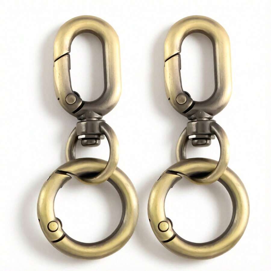 2 piezas de clips de hebilla giratoria, gancho de resorte giratorio de doble apertura con anillo en O de resorte, mosquetón giratorio de metal, adecuado para llaveros, bolsas, carteras, cordones, manualidades DIY