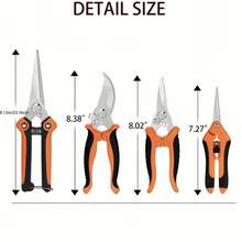 Set Gunting Pangkas Taman Tugas Berat 7 Buah, Gunting Genggam Ambidextrous, Gunting Pangkas Bypass dan Gunting Pangkas dengan Pegangan Oranye Ergonomis dan Tas Penyimpanan, Cocok untuk Perawatan Rumput dan Pohon, Gunting Pangkas/Pemetik Buah/Pemangkas Multifungsi, Cocok untuk Perawatan Rumput dan Pemeliharaan Pohon - A - View 7