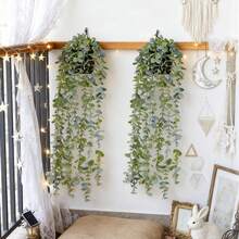 1/2pcs Artificial Hanging Plants, Wall-Mounted Planter Decor, Suitable For Indoor, Outdoor, Living Room Shelf Decoration, Home Decor, Room Decor, Garden Decor, Wall Decor - Eucalyptus - View 7