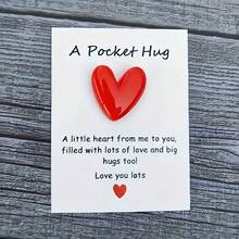 1pc/5pcs/10pcs Red Heart Pocket Hug Card With Resin Heart Charm, Cute Healing Style Encouragement Blessing Mini Card, Gift, Suitable For Family, Friends, Lovers, Colleagues, Valentine's Day, Birthday, Wedding Small Gift - Heart Pocket Hug Card - View 12