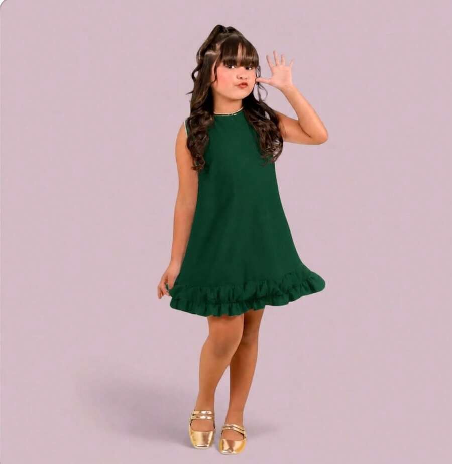 White Christmas Party Graduation Dress For Kids - 綠色 - 查看 1