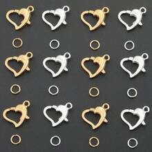 350pcs/Box DIY Jewelry Clasp Set With Heart Lobster Clasp, Jump Rings, Suitable For Handmade Weaving DIY Jewelry, Keychain, Phone Chain End Clasp, Connector, Necklace Bracelet Pendant End Clasp, Open Connector Ring, Earring Bead Connector, Multi-Functional Jewelry Making Materials - Heart Buckle & Jump Ring - View 10
