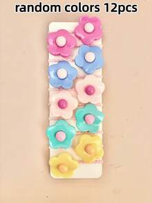 12/24/36/48pcs Random Fresh Macaron Colorblock Floral Hair Scrunchies, Cute Versatile Hair Accessories For Girls - Multicolor - View 8