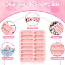 1pc 16-Cavity Different Texture Long Bar Mold, Silicone Chocolate Cookie Mold, Long Bar Candy Baking Mold, Suitable For Making Cheese Sticks, Soft Candy, Chocolate Bars, Crayons, Cupcake Decorations - View 5