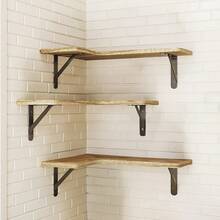 Set mensole sospese 3/5 pezzi con staffe rinforzate in acciaio, capacità di carico 18kg per ripiano, installazione semplice, Cucina/Bagno/Soggiorno/Camera da letto - 3 pezzi di colore bruciato chiaro - Visualizzare 12