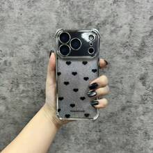 創意奢華全黑愛心圖案亮片紙手機殼，電鍍邊框，四角防震氣囊，鏡頭保護膜，柔軟全包覆，適用於 Apple 7/8/X/XR/XSMAX/11/12/13/14/15/16/17Promax、A14/A15/A16/A17/A04/A05/A06/A07/A54/A55/A56/A57/A34/A35A/36/A37/S26/S26Plus/S26Ultra、Transsion SMART7/8/10、Honor 400/400Pro/400Lite - 銀色 - 查看 4