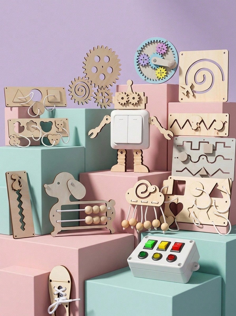 Montessori Busy Board Toy Unfinished Parts, Early Childhood Intelligence Development And Action Habit Training, DIY Memory Walking Board, Wholesale Supported