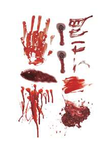 1 st realistisk blodig handavtrycks- och sårmönster-tatuering för ansikte, axel och nacke, vattentät tillfällig tatueringsklistermärke, Halloween-maskeradpresent - Röd - Visa 5