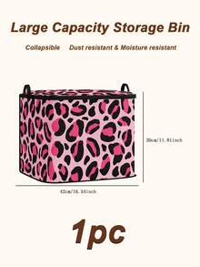 1pc Foldable Leopard Print Heart Pattern Storage Box, Large Capacity Zipper Storage Bag With Handle, Dust-Proof & Moisture-Proof Space-Saving, Suitable For Wardrobe, Bedding, Blankets, Toys And Seasonal Clothing,Bedroom Room Decor,Back To School - Multicolor - View 22