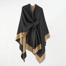 1 pieza Poncho-capa de hombre con estampado de rayas, reversible de unicolor, bufanda cálida, estilo de viaje europeo y americano - Multicolor - Ver 3