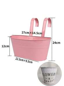 6pcs/1pc Squishy Oval‑Shaped Double‑Hook Flower Pots, Solid‑Color Durable Metal, Casual All‑Season Style For Adult Garden Lovers, Hanging For Balcony Rail And Yard Fence, Detachable Planter Holders, Space‑Saving Outdoor Gardening Containers - Multiple Styles - View 12