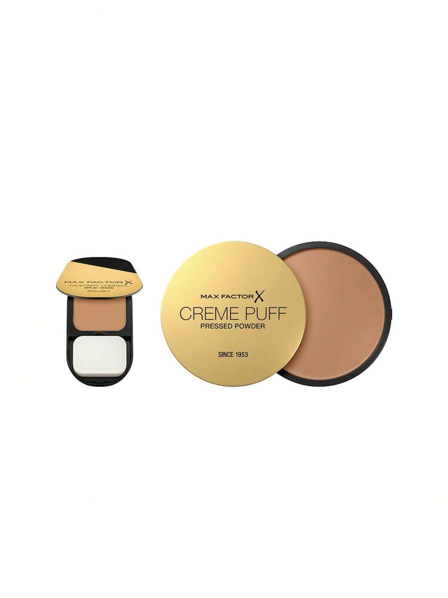 Max Factor [حزمة] كريم أساس مضغوط فيس فينيتي 006 ذهبي 10 جرام + بودرة مضغوطة كريم بوف 42 بيج داكن 14 جرام - 006 ذهبي + 42 بيج داكن - مشاهدة 1