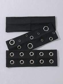3pcs/Set Fashion Punk Gothic Style Hairbands, Soft Non-Slip Elastic Eyelet Hollow Out Headbands For Women, Beach, Holiday, Yoga Sports, Daily Wear, Versatile For Multiple Occasions - 黑色 - 查看 1