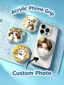 Custom Acrylic Phone Airbag Stand, DIY Photo Customized Back Sticker, Pet Star Cartoon Peripheral Customized Phone Support Bracket, 360° Rotating Telescopic Support Bracket, Fan Support Gift Couple Pet Customized - Multicolor - View 1