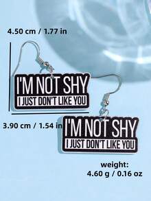 1對創意趣味時尚獨特標語「I'M NOT SHY I JUST DON'T LIKE YOU」壓克力耳環，適合女性日常佩戴與派對珠寶 - 彩色 - 查看 5