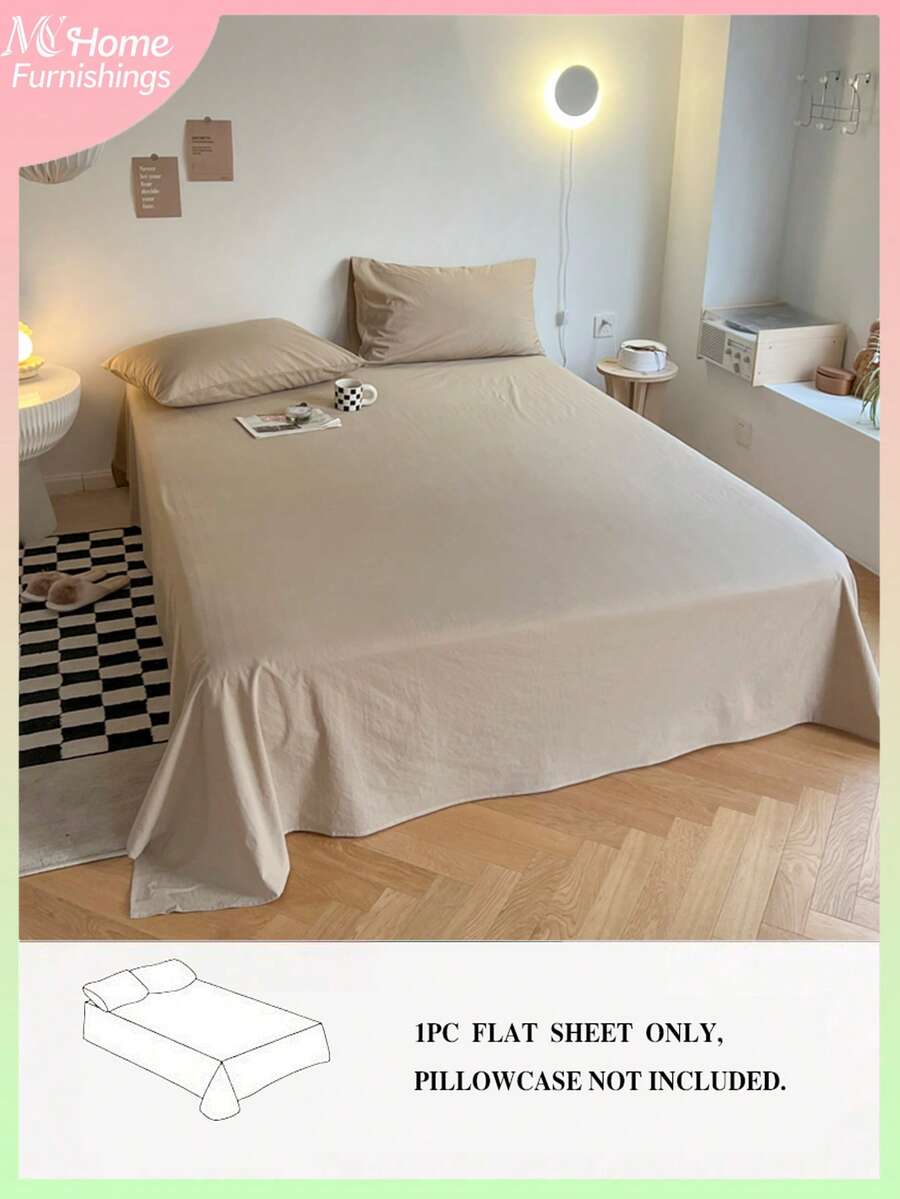 1 Stück helles Kamel-Einbettlaken, superweiches Bettlaken für Jungen und Mädchen Schlafzimmer, maschinenwaschbar, einfach lässig für den Alltag, Bettwäsche für den Schulanfang, Twin, Full, Queen, King - Khaki - Übersicht 1