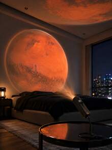 USB Starry Sky Projection Light 10 Patterns Moon Earth Mars Saturn Star Projection Night Light Breathing Atmosphere Light Bedroom Ceiling Home Theater Party Decoration - Black - View 10