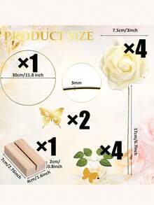 12pcs Wedding Floral Wreath Decoration Kit, Includes Metal Wreath, Wooden Base, Roses, And Artificial Butterflies (Random Design), Suitable For Wedding Tabletop Decorations, Wedding Setups, Party Floral Arrangements, DIY Decorations - One Size Fits All - View 9