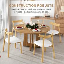 120 Cm Diameter Round Dining Table / Retro MDF Dining Table / Seats 4-6 People / Adjustable Height Table Legs / Load Capacity: 136 Kg / Dining Room, Kitchen And Living Room - Oak Color - View 7