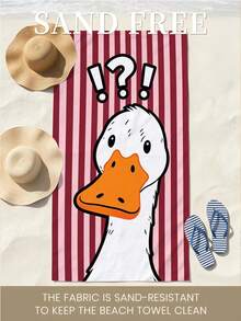 1pc Striped Question Mark Duck Microfiber Beach Towel, Soft Absorbent Lightweight Towel, Suitable For Adults And Teens, Perfect For Beach, Travel And Swimming Beach Blanket - Multicolor - View 8