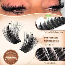 C/D Curl 204pcs Manga Style Spiky Lightweight Cluster False Eyelashes, Fluffy Anime Style Reusable Faux Mink Fairy Single Cluster Eyelash Extensions - 黑色 - 查看 8