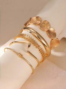 Bộ 5 vòng tay cuff hở hợp kim sắt nhẵn mịn - Bộ 5 vòng tay trơn - Xem 5