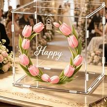 Transparente Acryl-Kartenbox mit Schloss und Logo, Hochzeitsgeld- und Geschenkkartenhalter-Box für Hochzeitsfeier, Aufbewahrungsbox, Geschenkbox - 1PC - Übersicht 5