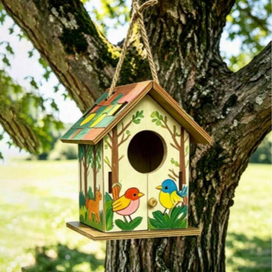 Outdoor Garden Villa Backyard Birdhouse Hanging Decor, Gift For Bird Lovers, Suitable For 11 Holidays And 4 Seasons, Warm Little Home For Birds - A - View 1