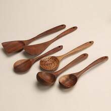 8 pièces Ensemble D'Ustensiles De Cuisine En Bois - Tabac - Voir 8