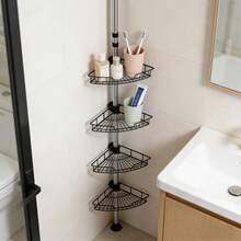Telescopic Stainless Steel Shower Rack - Shower Rack/Shower Rack - Shower Corner Rack, Bathroom Corner Rack, Punch-Free Shower Rack, Soap Rack, Shower Hook - Height 75-300 Cm - A - View 4