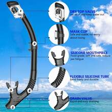 1PC Snorkel, Dual-Channel Exhaust, Full Dry Breathing System, Independent Drainage Valve, 8 Colors Available, Suitable For Snorkeling And Other Outdoor Water Sports - Multicolor - View 2