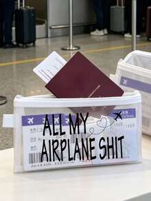 飛機主題網格文件收納袋/護照收納包，多款飛機航線、旅行與英文字母印花，加厚透明網格布料，可視大容量，順滑拉鍊，輕便易攜。適用於旅行、度假、登機、護照、機票與文件收納，日常收據與文具整理，適合男女旅行者，返校季、旅行季禮物首選，送給熱愛旅行的朋友與家人的實用小禮物！ - 彩色 - 查看 17