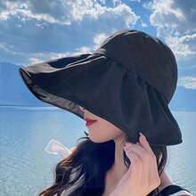 1pc Women's Korean Style Outdoor Travel Sun Hat, Foldable UV Protection Fashion Hat With Bow - Multicolor - View 10