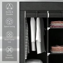 Fabric Wardrobe, With Rails And Shelves - Black - T0001-01-3163 - View 7