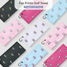 Golf Towel,Fun Prints Microfiber Towels, Waffle Fabric Large Golf Towel, With Heavy Duty Clip, Golf Bag Accessories For Men And Women - Blackprintedgolf Ball - View 8