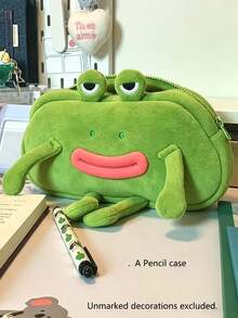 Plush Frog Pencil Case, Cartoon 3D Frog Shaped Large Capacity Stationery Storage Bag, Ins Style Unique Pencil Box, Suitable For B, First Day Of School - Multicolor - View 1