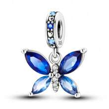 1pc S925 Sterling Silver Butterfly Pendant Bead, Multiple Gradient Colorful Enamel & Cubic Zirconia Butterfly Designs, Transparent Wings With Exquisite Rhinestone Inlay, Comes With Gift Box, Suitable For Bracelets & Necklaces, Romantic Girly Style, For Handmade DIY Jewelry Making & Daily Wear Gift - Multicolor - View 13