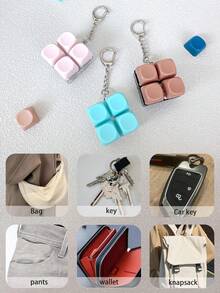 1pc 2/4 Key Mechanical Keyboard Keychain, Colorful Stress Relief Fingertip Key Ring Pendant, Decompression Bag Charm, Car Keychain - Multicolor - View 12