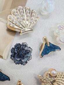 16件組金色海洋貝殼海星樹脂鞋飾 DIY配件 美人魚尾花朵仿珍珠鞋夾裝飾 - 多色16PCS Style No.340 - 查看 6