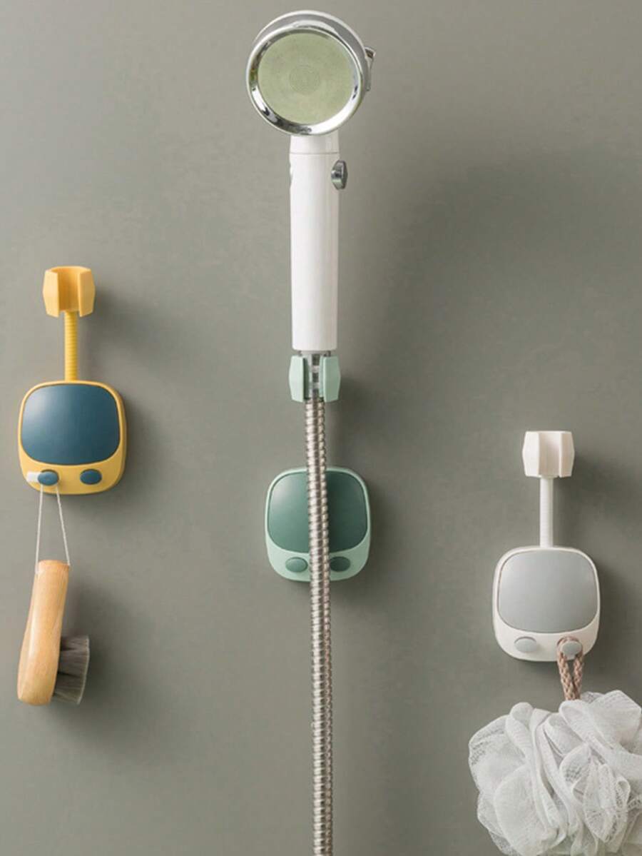 1pc No-Drill Adjustable Rotating Shower Head Holder, Universal Rotating Shower Mount, Bathroom Shower Head Support, Suitable For Daily Bathing, Practical Summer Bathroom Accessory, Home Gift - Style 1 - View 1