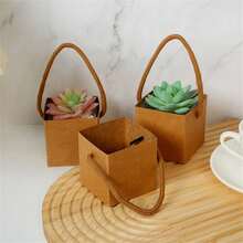 10/25/Pcs Succulent Packaging Bags Gift Boxes,Mini Square Kraft Paper Baskets With Handles, Suitable For Plants, Candies, Weddings, Bridal Showers, Parties And Other Events As Guest Favors.Packaging Bags. 50pcs(25 Bags +25 Ropes) - Multicolor - View 5