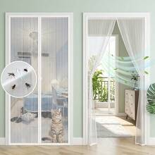 1pc Heavy Duty Magnetic Screen Door With Full Frame Hook And Loop, Polyester Mesh, Promotes Air Circulation, Pet Friendly, Insect Proof - White - View 2