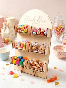 1 Set Arched Wooden Candy Storage Rack, Non-Food Contact, Multi-Layer Snack Candy Chocolate Display Stand, Storage Box, Birthday Party Tabletop Centerpiece Decoration, Suitable For Halloween Party, Christmas Party, Back To School Season, Wedding Bridal Party Tabletop Decoration, Anniversary Party Decoration Stand, For Storage Only; Not For Food Contact. - Multicolor - View 3