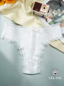 10件組大尺碼女款花卉對比色蕾絲飾邊棉質內褲 - 彩色 - 查看 4