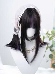 alicegarden 18-Inch Long Synthetic Wig Featuring A Natural Straight Style A Stunning Multicolor. Designed With Bangs , This False Hairpiece Is Perfect For Ms Daily Party Cosplay Use, Offering A Natural And Natural Durable Wig Gift For Ladies. (No Accessories), Halloween - Multicolor - View 4